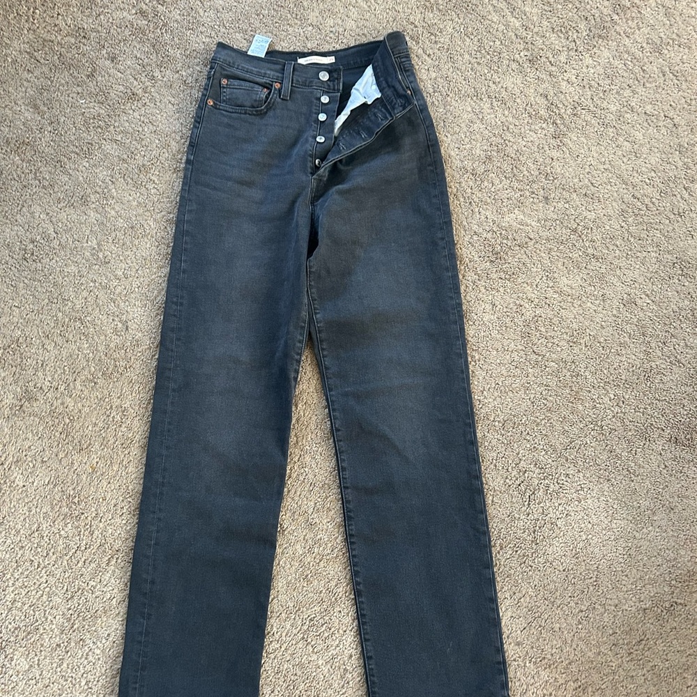 Levi's Women's Dark Gray Straight Leg Jeans ribcage straight